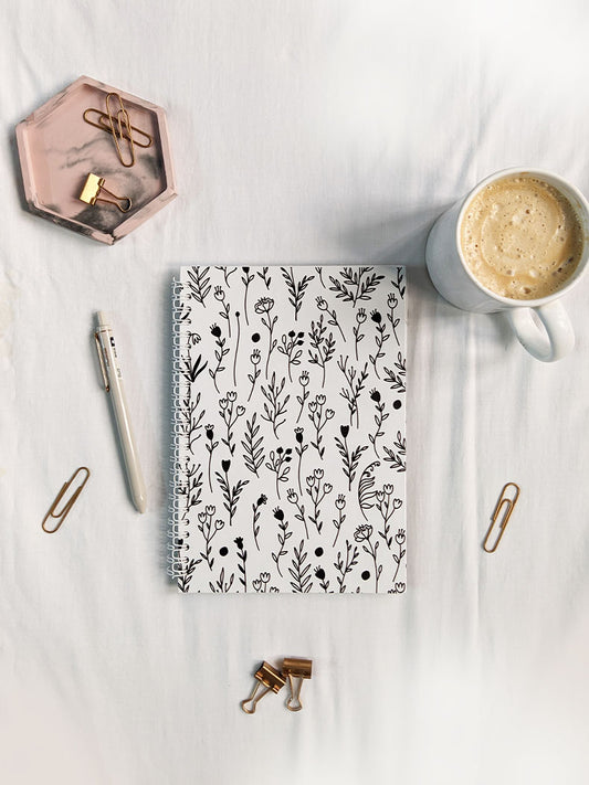 Black and White Floral Notebook